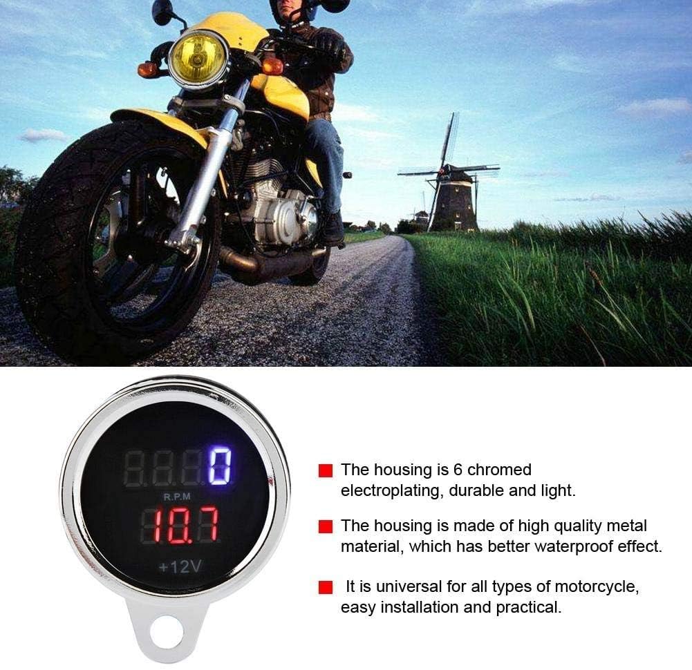 Skdorpfm Universal 2 in 1 Waterproof LED Digital Voltmeter Tachometer Gauge Metal Odometer Speedometer for Motorcycles - View 3 of 8