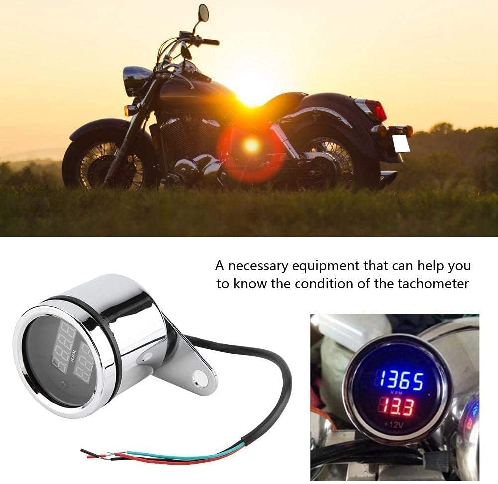 Skdorpfm Universal 2 in 1 Waterproof LED Digital Voltmeter Tachometer Gauge Metal Odometer Speedometer for Motorcycles - View 4 of 8
