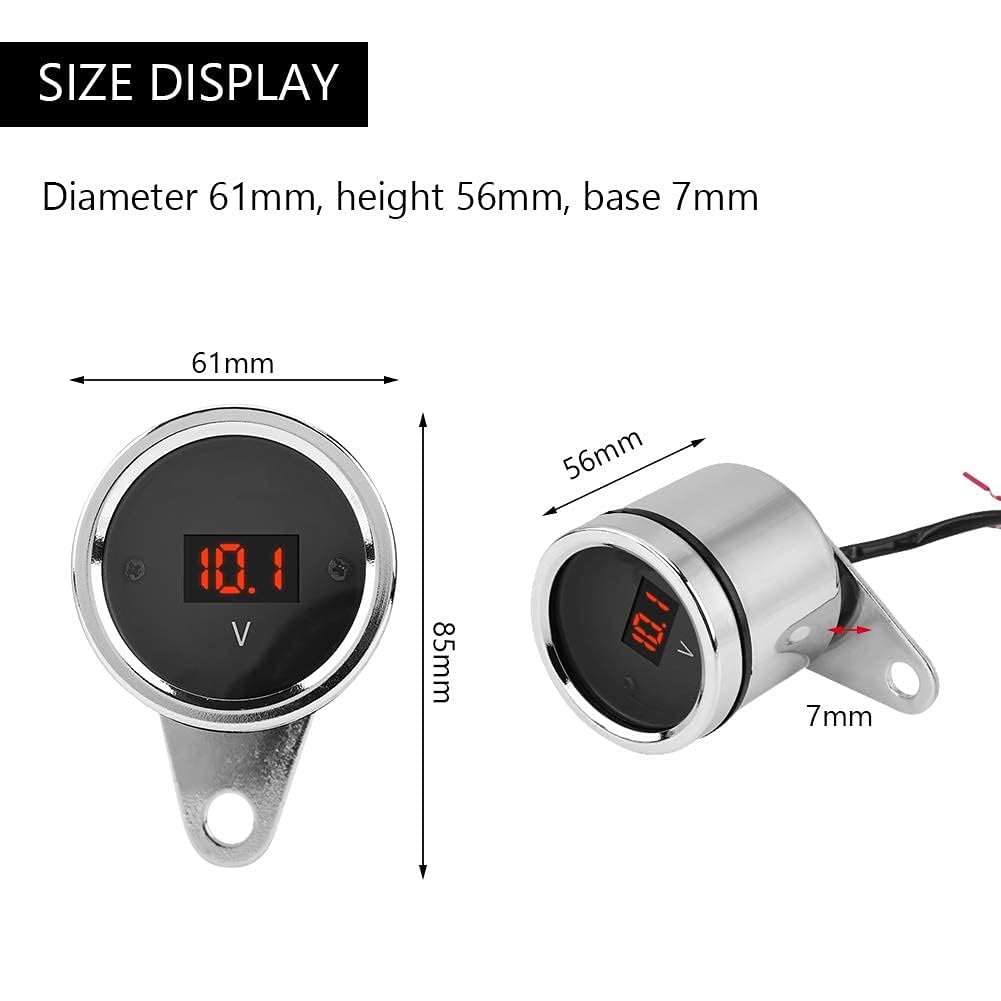 Skdorpfm Universal 2 in 1 Waterproof LED Digital Voltmeter Tachometer Gauge Metal Odometer Speedometer for Motorcycles - View 5 of 8