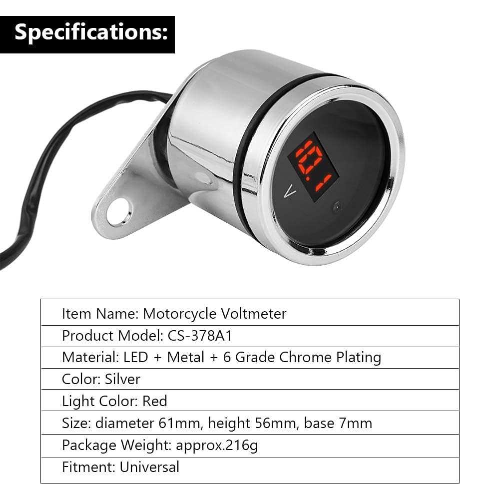Skdorpfm Universal 2 in 1 Waterproof LED Digital Voltmeter Tachometer Gauge Metal Odometer Speedometer for Motorcycles - View 6 of 8