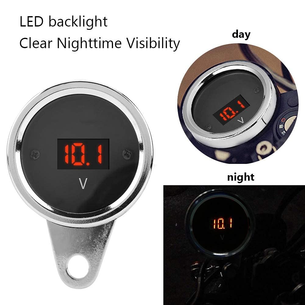Skdorpfm Universal 2 in 1 Waterproof LED Digital Voltmeter Tachometer Gauge Metal Odometer Speedometer for Motorcycles - View 7 of 8