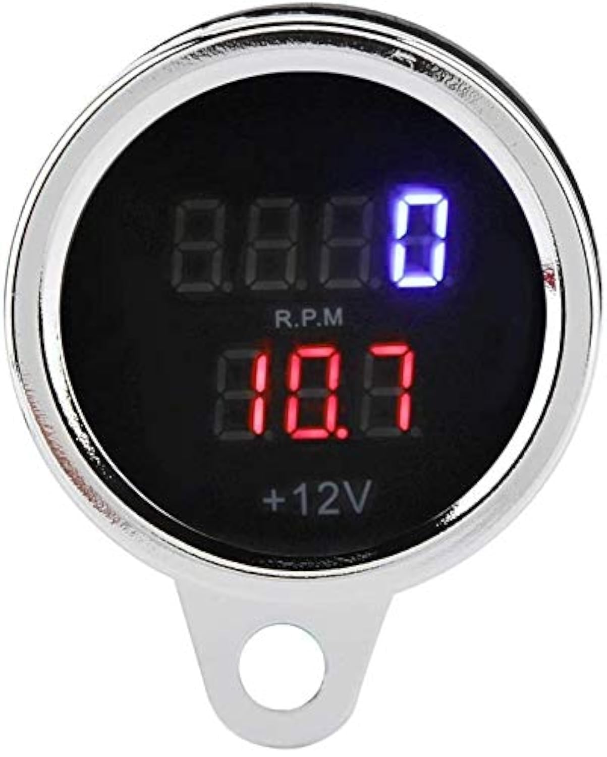 Skdorpfm Universal 2 in 1 Waterproof LED Digital Voltmeter Tachometer Gauge Metal Odometer Speedometer for Motorcycles