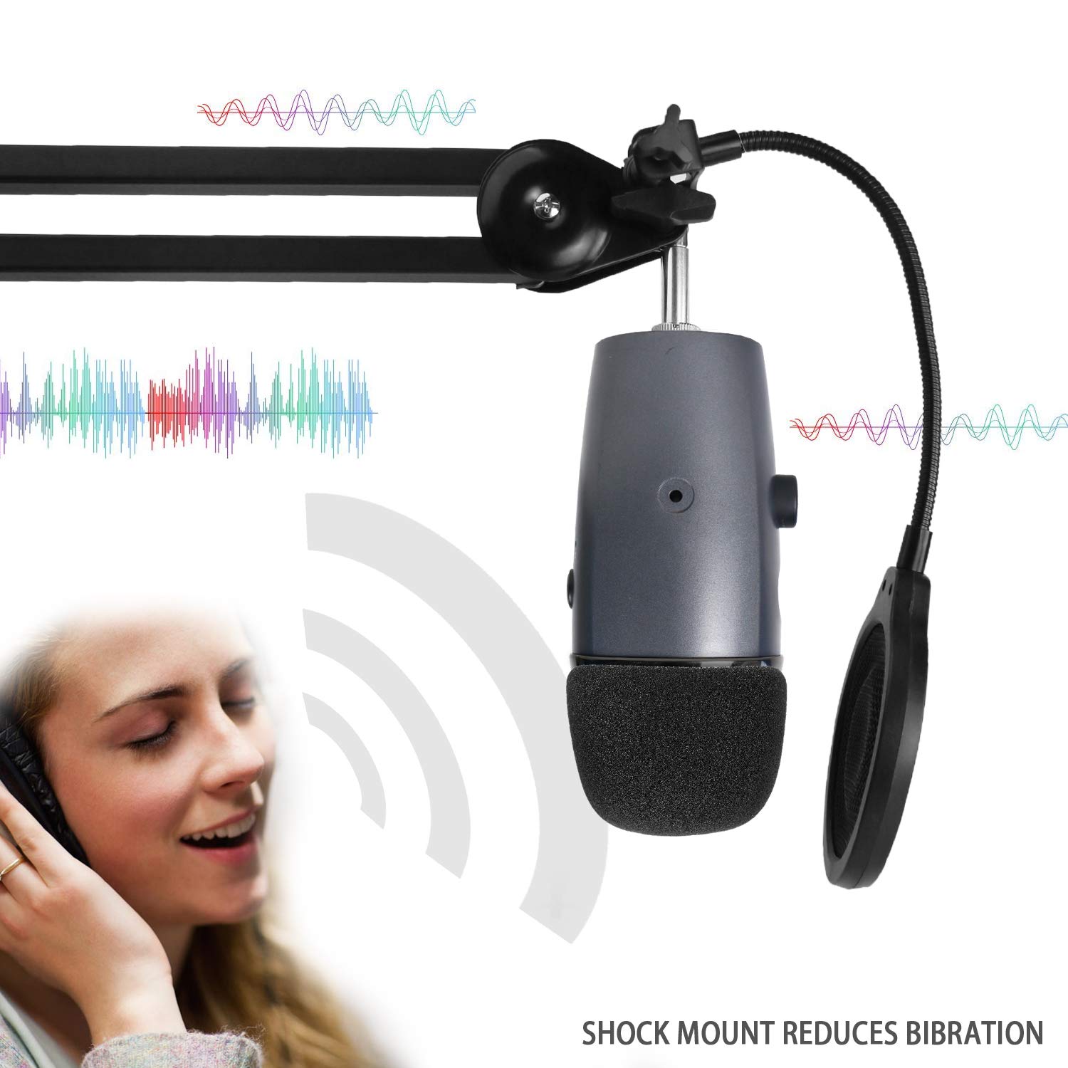 YOUSHARES Yeti Nano Mic Pop Filter with Foam Winscreen - 4 Inch 3 Layers Wind Pop Screen Mask Shield and Foam Wind Cover For Blue Yeti Nano Mic to Improve - View 3 of 7