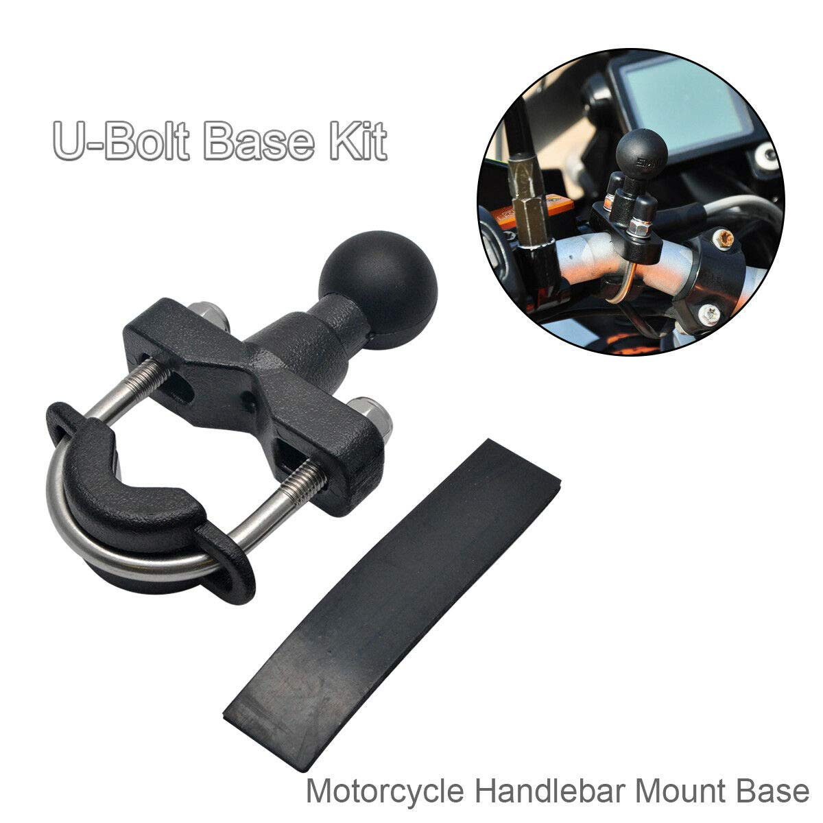 MACHSWON Handlebar U-Bolt Mount Base with 1'' TPU Ball for 3 4" to 1 1 4" Motorcycle Handlebar Mount Base, Compatible with RAM Mounts B Size 1 inch Ball - View 2 of 6