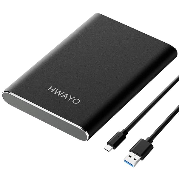 HWAYO HWAYO 1TB Portable External Hard Drive USB3.1 Gen 1 Type C Ultra Slim HDD for PC Desktop Laptop Mac Xbox One Black