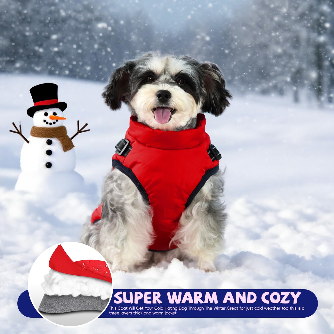 Gyuzh Gyuzh Dog Coat with Harness Puppy Coats Small Dog Harness Jacket Winter Waterproof Jackets for Smal Medium Large Dogs - View 7 of 9