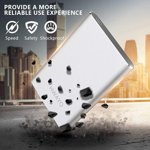 HWAYO HWAYO 500GB Portable External Hard Drive USB3.1 Type C Ultra Slim HDD for PC Desktop Laptop Mac Xbox One Silver - View 7 of 9