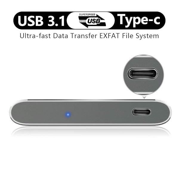 HWAYO HWAYO 1TB Portable External Hard Drive USB3.1 Type C Ultra Slim 2.5 Inch Compatible with PC Laptop Mac Xbox One Silver - View 4 of 10