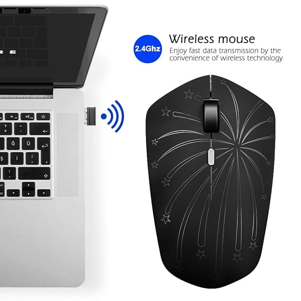 Hengway Rechargeable Wireless Mouse with Backlit Li-Polymer Battery Optical Sensor Nano USB Receiver 3 DPI Levels for PC Laptop Tablet MacBook Solo Firework - View 3 of 8
