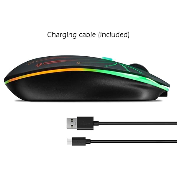 Hengway Rechargeable Wireless Mouse with Backlit Li-Polymer Battery Optical Sensor Nano USB Receiver 3 DPI Levels for PC Laptop Tablet MacBook Solo Firework - View 7 of 8