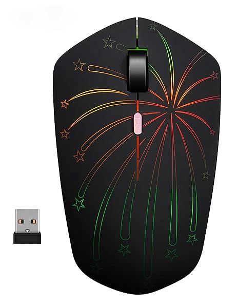 Hengway Rechargeable Wireless Mouse with Backlit Li-Polymer Battery Optical Sensor Nano USB Receiver 3 DPI Levels for PC Laptop Tablet MacBook Solo Firework