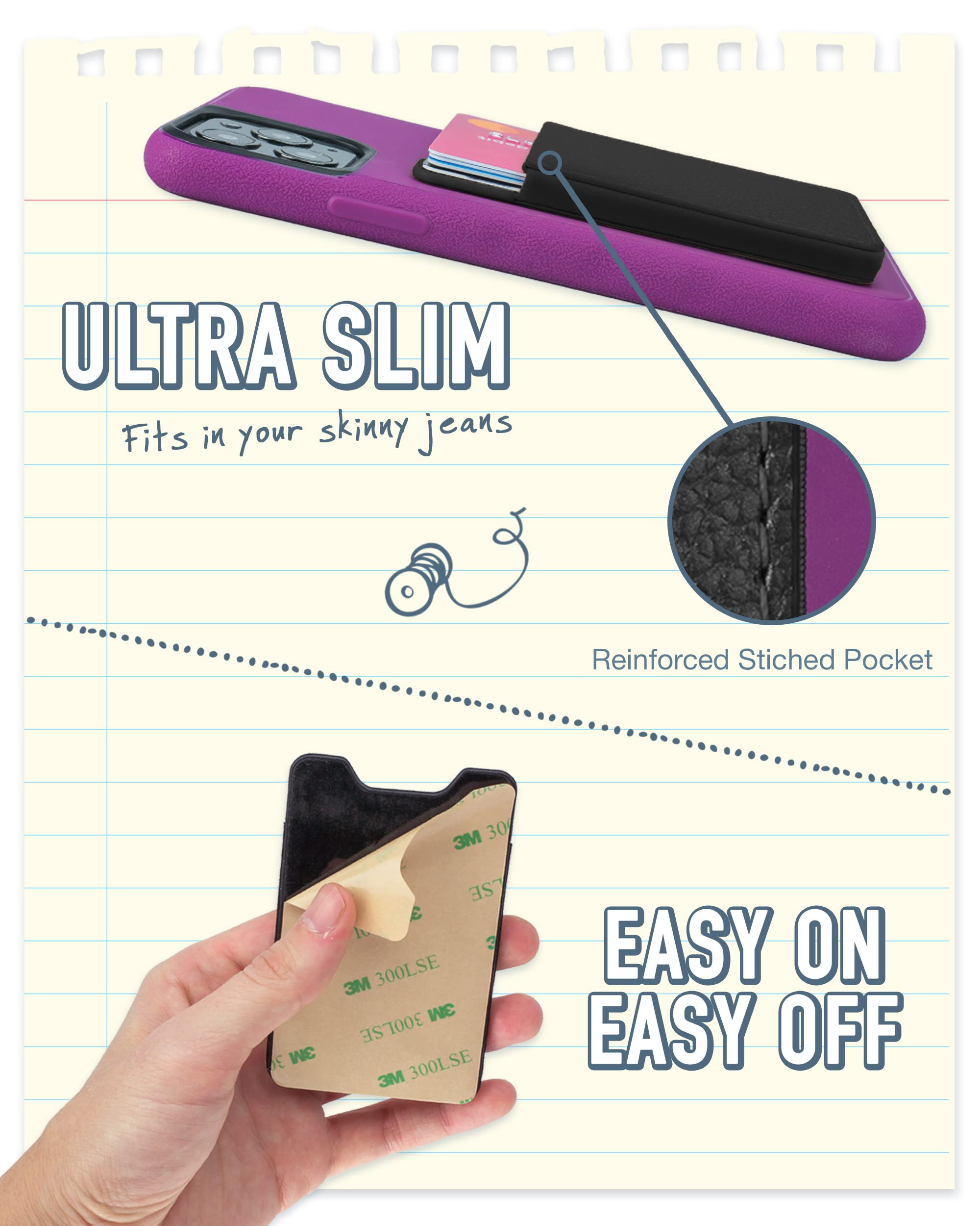 Smartish Smartish Stick-on Phone Wallet - Sidecar Slim Expandable Credit Card Pocket - Universal Fit- iPhone and Android - Black Tie Affair - View 4 of 6