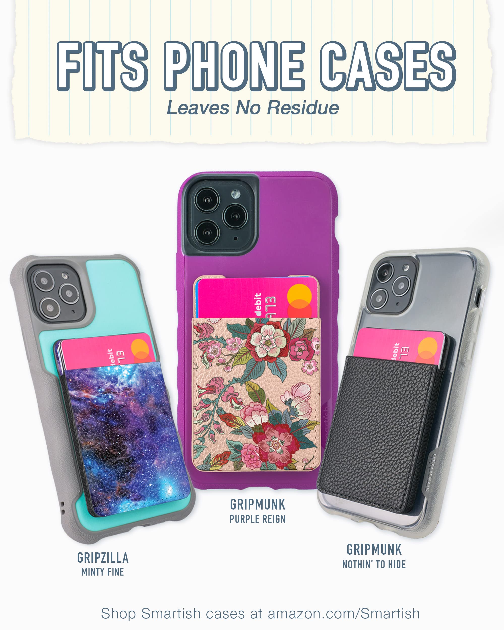 Smartish Smartish Stick-on Phone Wallet - Sidecar Slim Expandable Credit Card Pocket - Universal Fit- iPhone and Android - Black Tie Affair - View 5 of 6