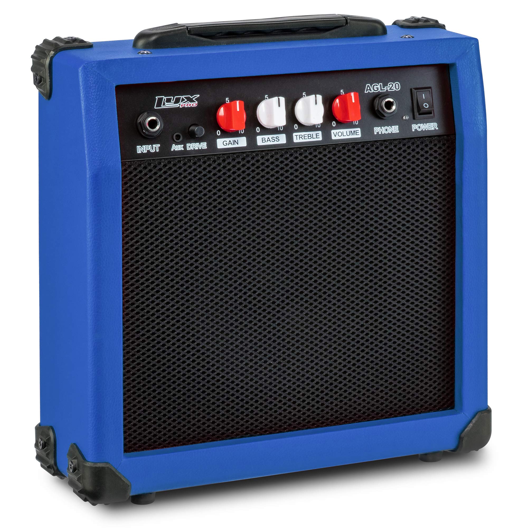 LyxPro LyxPro Electric Guitar Amp 20 Watt Amplifier Built in Speaker Headphone Jack and Aux Input Includes Gain Bass Treble Volume and Grind - Blue - View 5 of 6