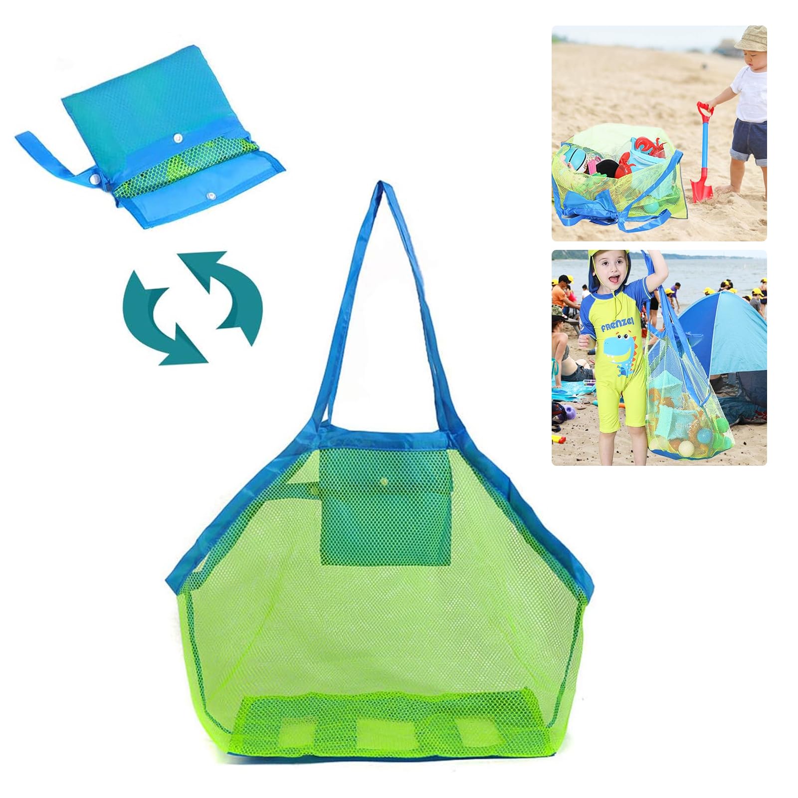 Septo Mesh Beach Sand Toy Bags, Extra Large, Foldable Totes Shell Storage Bag Quick Dry Net Tote for Kids ,Away from Sand Pool Supplies Storage Picnic - View 2 of 5