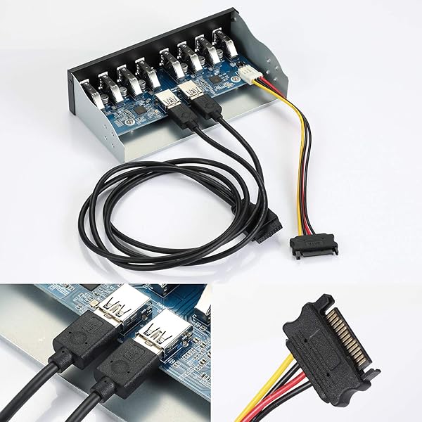 MZHOU MZHOU USB2.0 and 3.0 Metal Front Panel Adapter with 4 USB 3.0 Ports HD Audio Type C and Microphone Input for 5.25 Inch Drive Bay - View 7 of 8