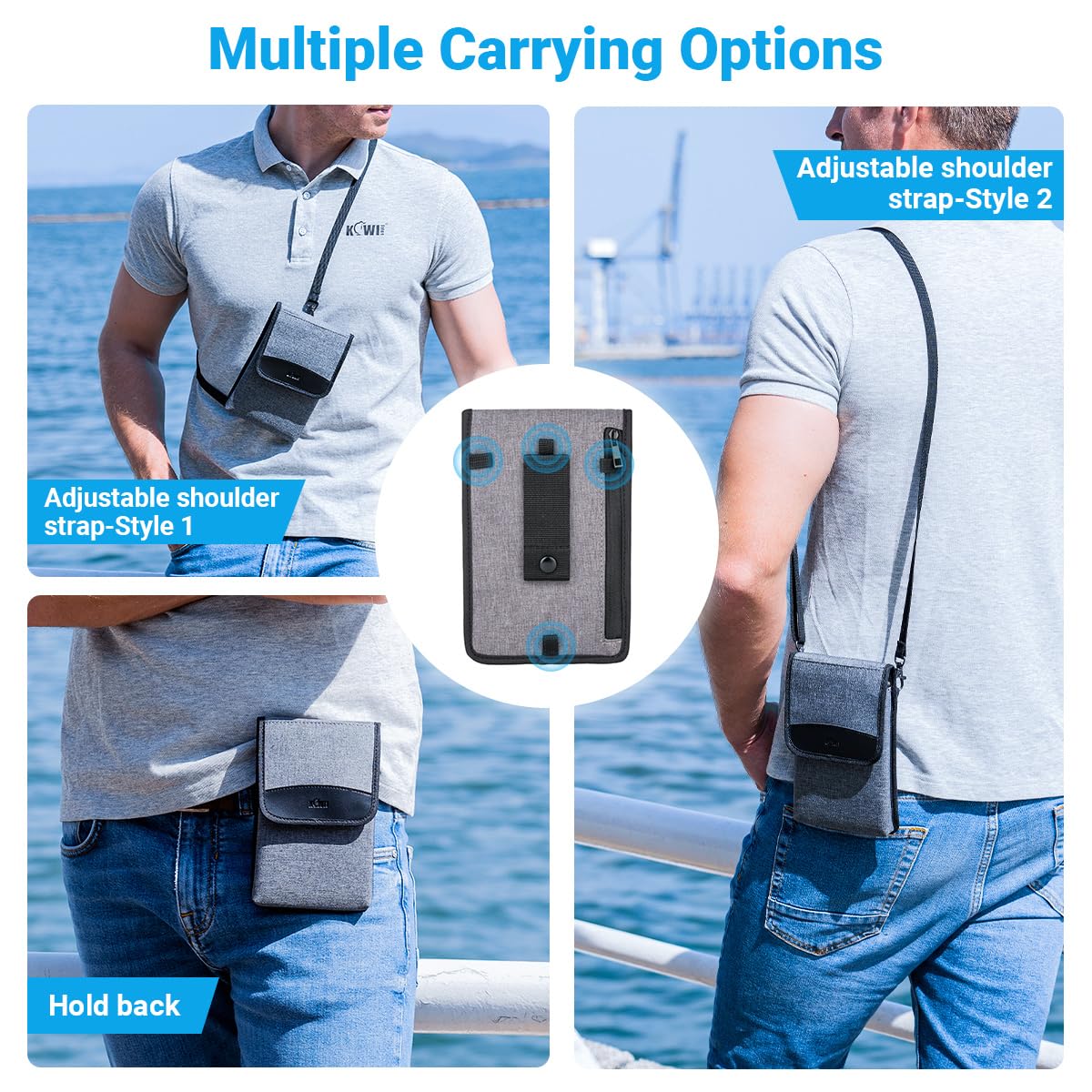 KIWIFOTOS KIWIFOTOS Travel Cell Phone Pouch Belt Pouch Phone Holster Crossbody Bag with Shoulder Strap for iPhone17 16 15 14 Pro Max Holder with Neck Lanyard - View 4 of 9