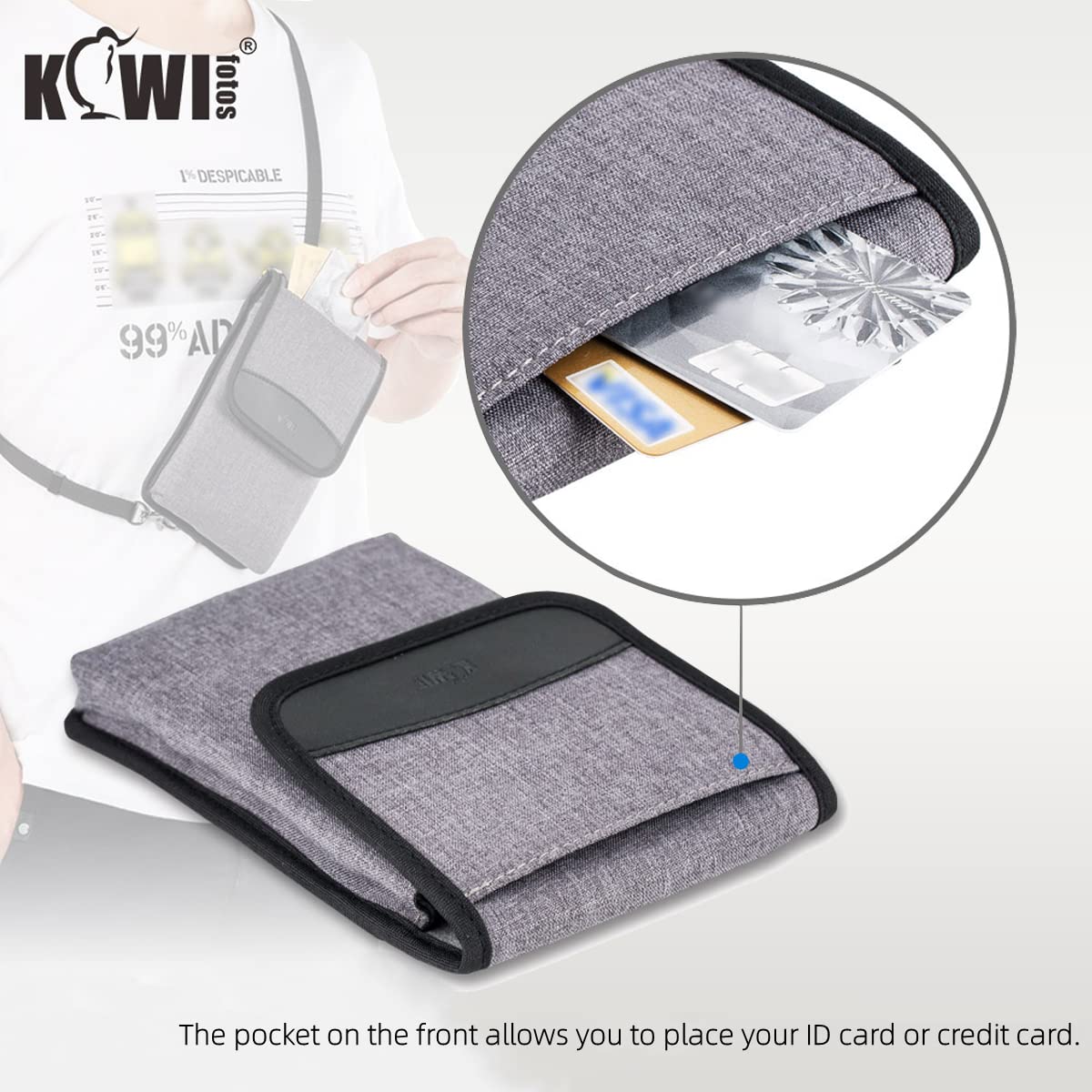 KIWIFOTOS KIWIFOTOS Travel Cell Phone Pouch Belt Pouch Phone Holster Crossbody Bag with Shoulder Strap for iPhone17 16 15 14 Pro Max Holder with Neck Lanyard - View 7 of 9
