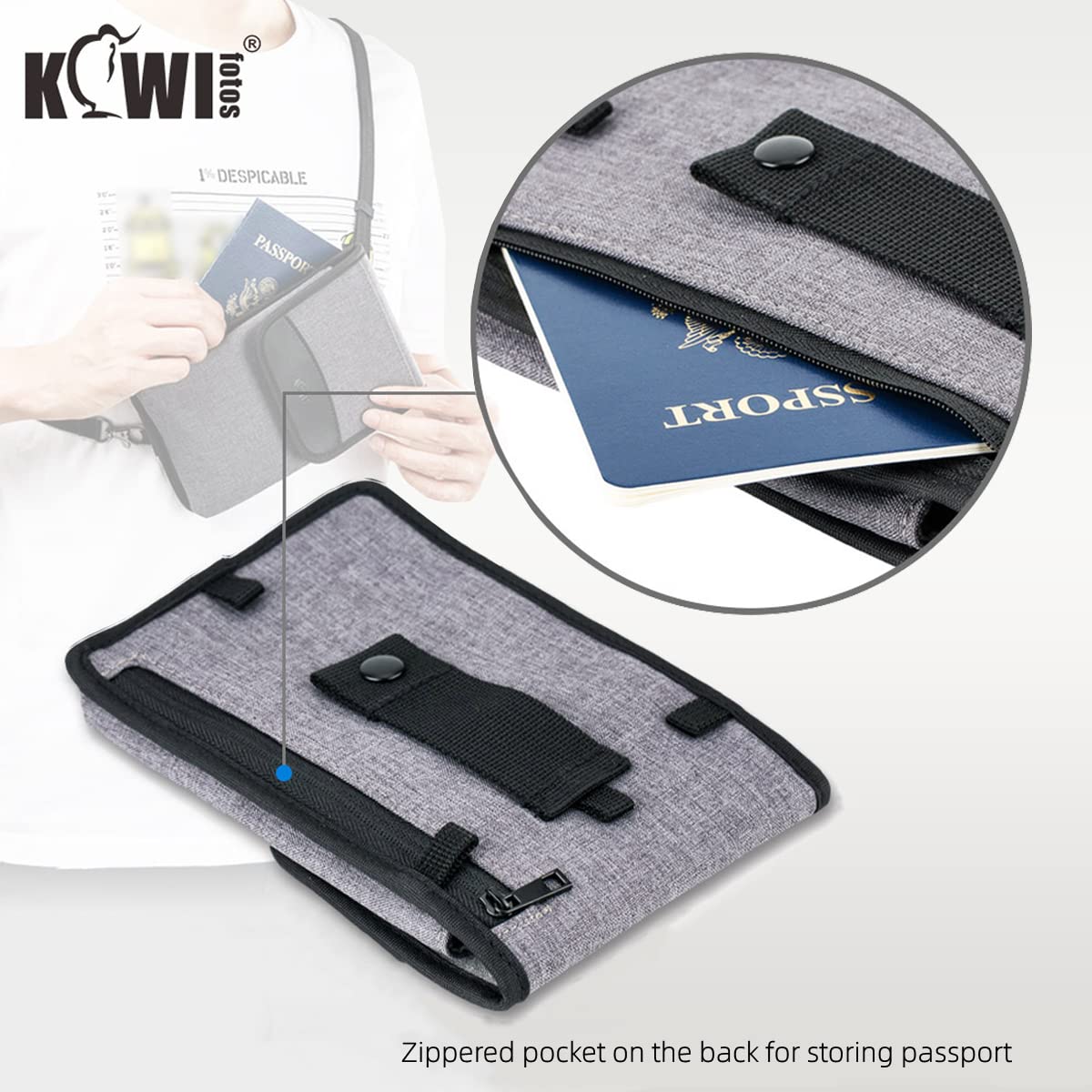 KIWIFOTOS KIWIFOTOS Travel Cell Phone Pouch Belt Pouch Phone Holster Crossbody Bag with Shoulder Strap for iPhone17 16 15 14 Pro Max Holder with Neck Lanyard - View 9 of 9