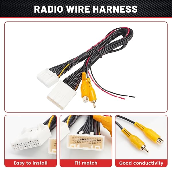 RED WOLF RED WOLF 24 PINS Backup Camera T-Harness for 2014-2019 Toyota 4Runner Tacoma Highlander Sienna Aftermarket Reverse Camera Integration - View 3 of 8