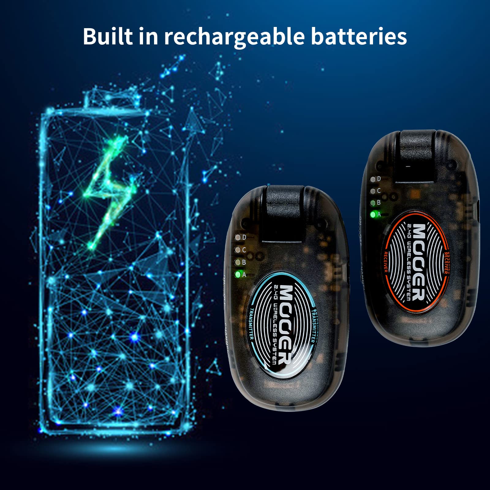 MOOER MOOER Air Plug AP10 2.4Ghz Chargeable Guitar Wireless System for Electric Guitar, Violin, Acoustic Instruments with Piezoelectric Pickups, Guitar - View 4 of 6