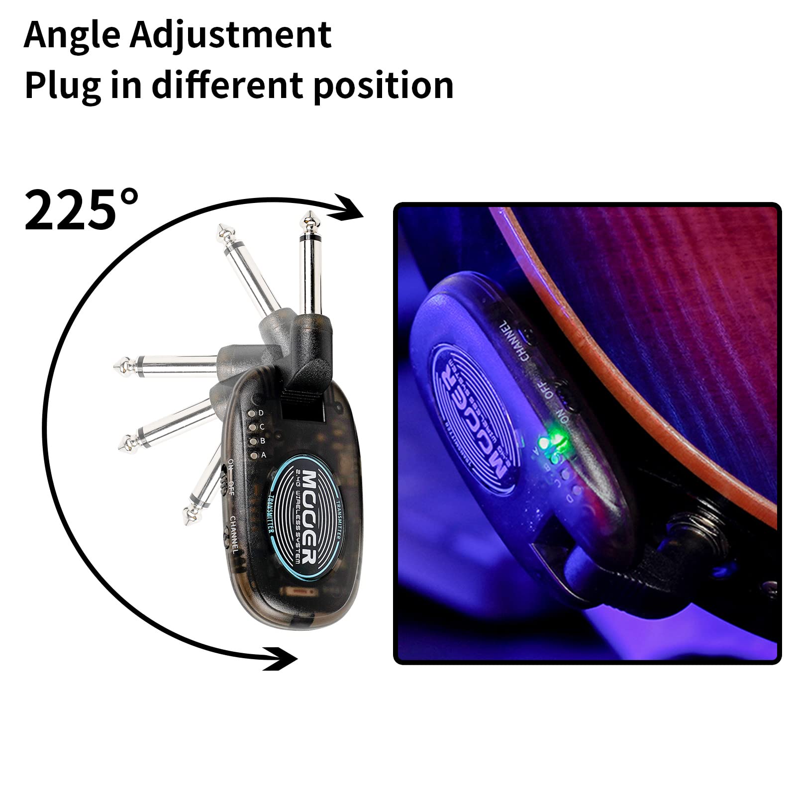MOOER MOOER Air Plug AP10 2.4Ghz Chargeable Guitar Wireless System for Electric Guitar, Violin, Acoustic Instruments with Piezoelectric Pickups, Guitar - View 5 of 6