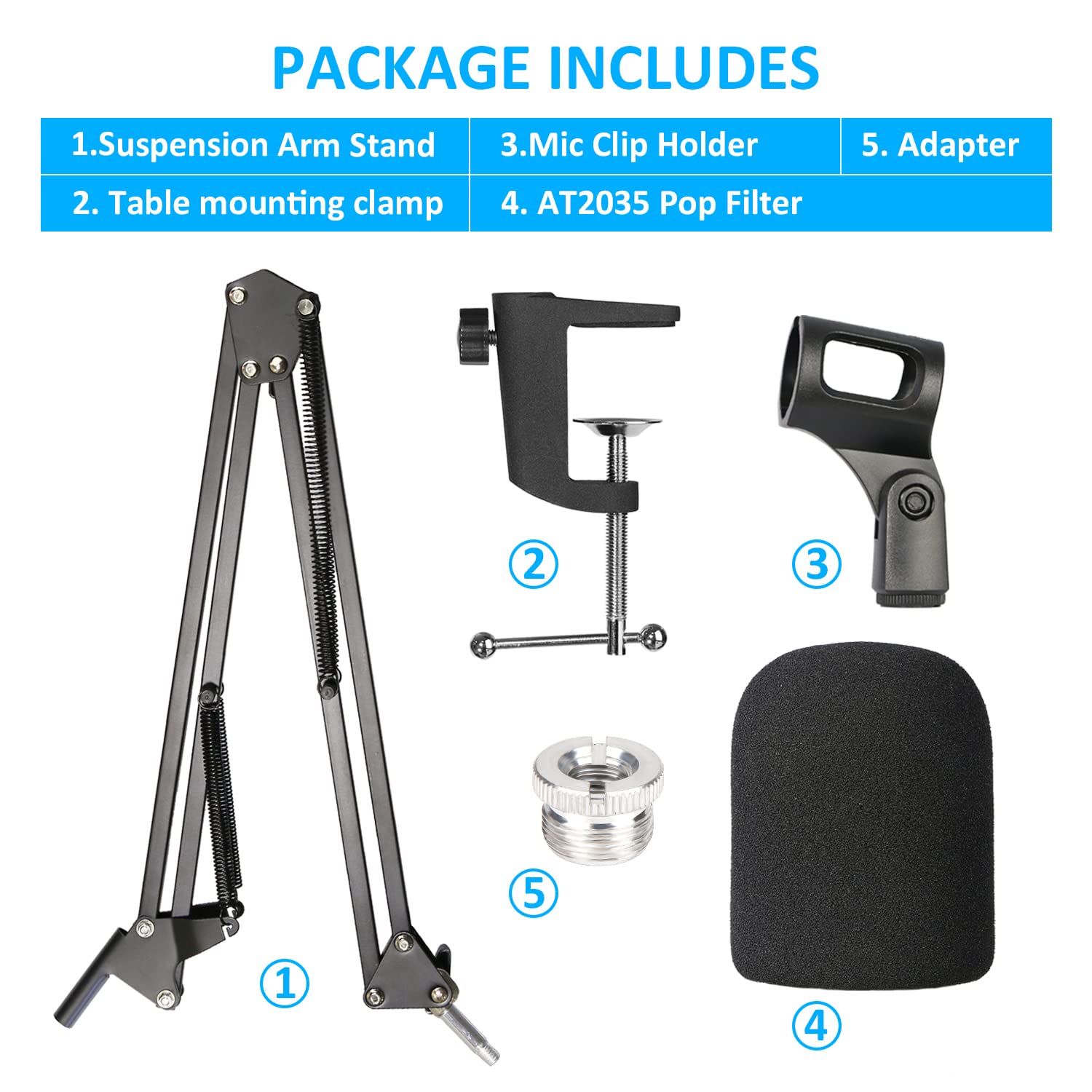 SUNMON K669B Mic Boom Arm with Foam Windscreen, Suspension Boom Scissor Arm Stand with Pop Filter Cover Compatible with Fifine K669B Microphone by SUNMON - View 6 of 6