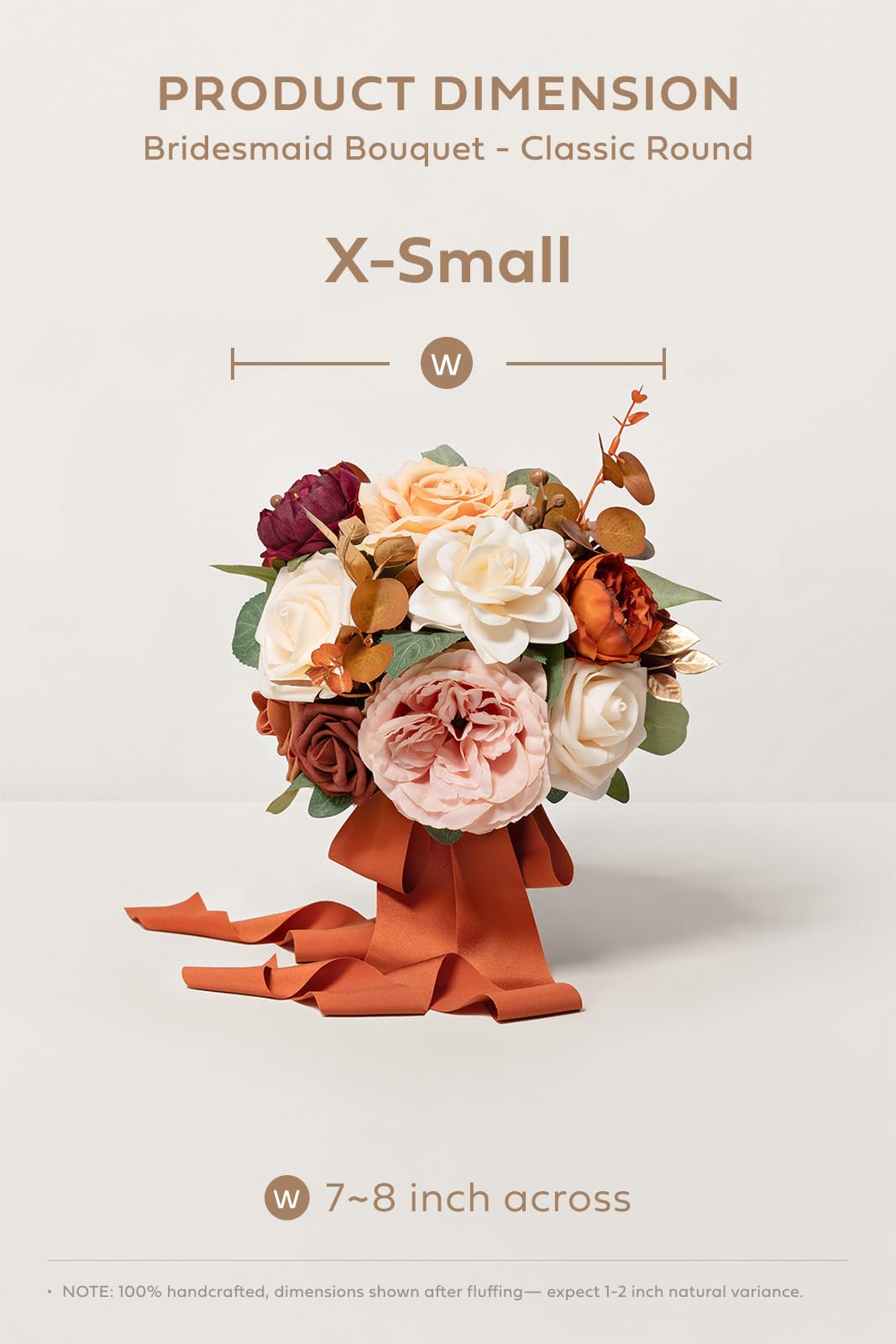 Ling's moment Ling's moment Terracotta Bridesmaid Bouquet Burnt Orange Wedding Bouquets for Bridesmaids 7 Inch Bridal Bouquets for Bridesmaids Rust Wedding Decor - View 5 of 9