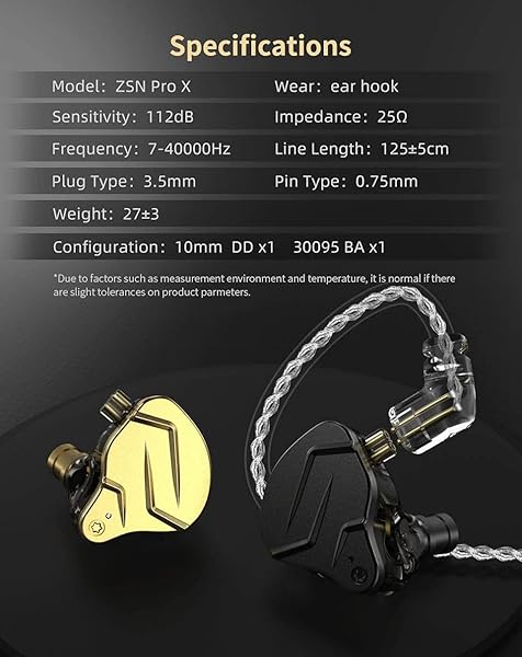 Kinboofi KZ ZSN PRO X HiFi in Ear Monitor IEM Headphones, 1BA 1DD Earbud Headphone Dual Driver Drummer Musician Earphone Stereo Headset with Removable C Pin Cable for Church (NO Mic, Dark Black)…… - View 9 of 10