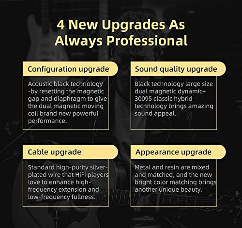 Kinboofi KZ ZSN PRO X HiFi in Ear Monitor IEM Headphones, 1BA 1DD Earbud Headphone Dual Driver Drummer Musician Earphone Stereo Headset with Removable C Pin Cable for Church (NO Mic, Dark Black)…… - View 10 of 10