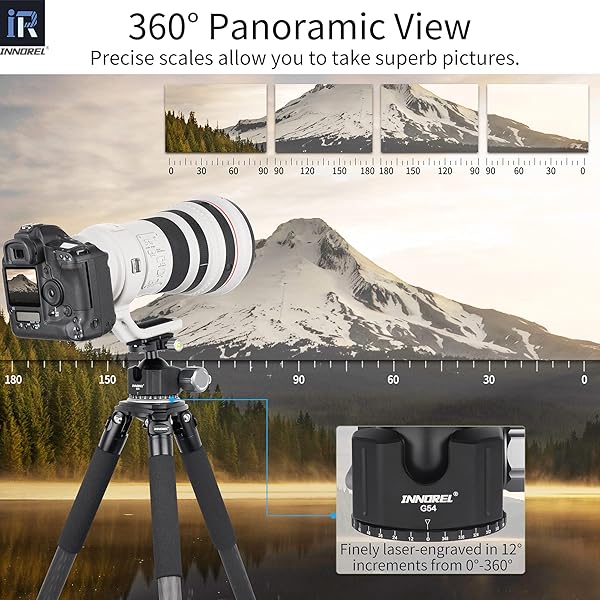 INNOREL INNOREL Low Profile Tripod Ball Head CNC Metal Camera Ballhead with Quick Release Plate for Tripods Monopod DSLR Camcorder Max Load 44lb - View 5 of 10