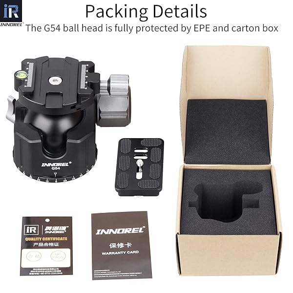 INNOREL INNOREL Low Profile Tripod Ball Head CNC Metal Camera Ballhead with Quick Release Plate for Tripods Monopod DSLR Camcorder Max Load 44lb - View 9 of 10
