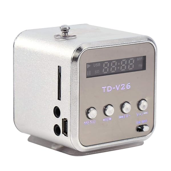 Portable Mini Speaker with FM Radio & Card Support - Lightweight Stereo Music Player (Silver)
