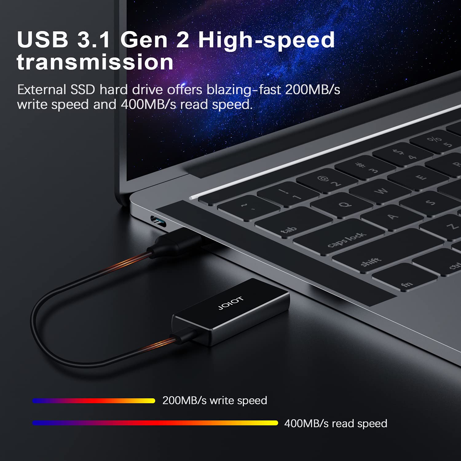 JOIOT JOIOT 120GB Portable SSD External Solid State Drive USB 3.2 Type C High Speed Mini Aluminium Alloy for Mac Windows Android Linux - View 5 of 6