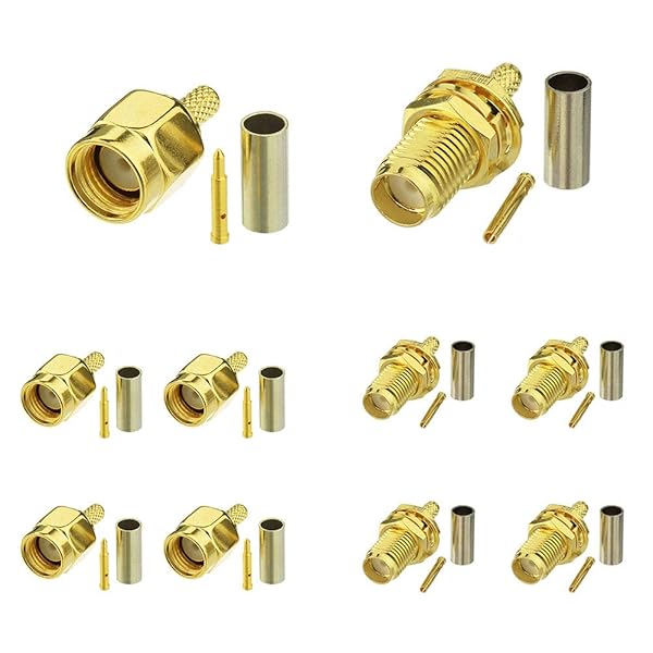 Superbat SMA Crimp Connectors Kit - 10-Pack SMA Male & Female for RG174 RG316 RG188 LMR100 Coax Cables