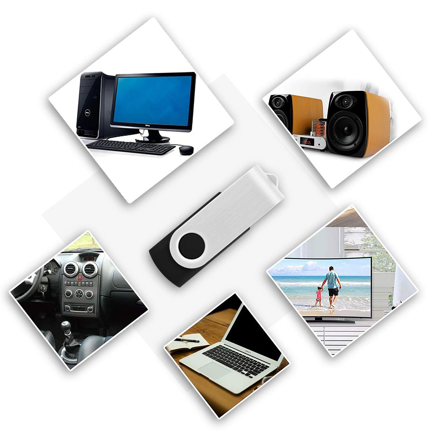 KOOTION KOOTION 50 Pack 32GB USB Flash Drives Bulk Thumb Drive Swivel Memory Stick Keychain Design Black - View 6 of 8