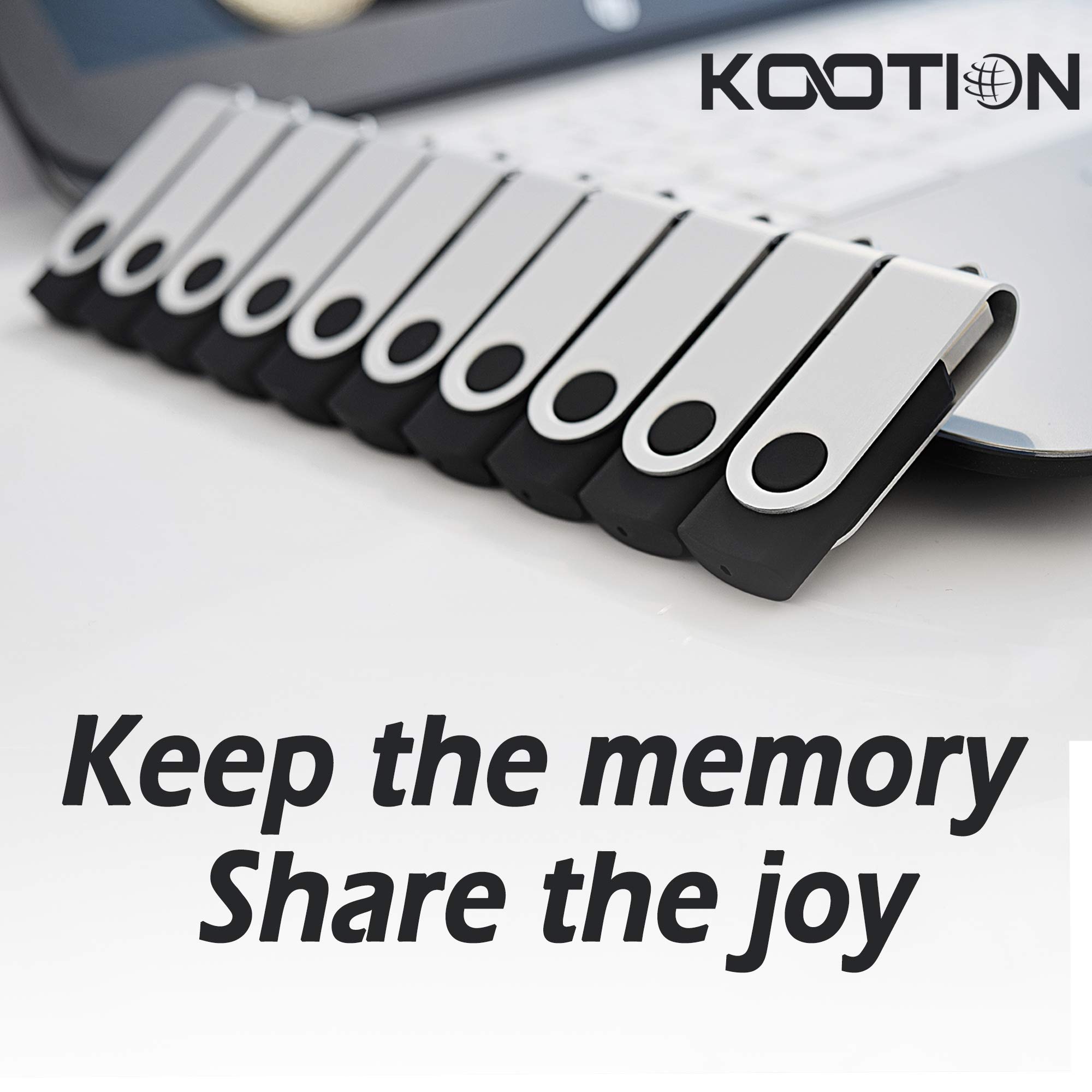 KOOTION KOOTION 50 Pack 32GB USB Flash Drives Bulk Thumb Drive Swivel Memory Stick Keychain Design Black - View 7 of 8