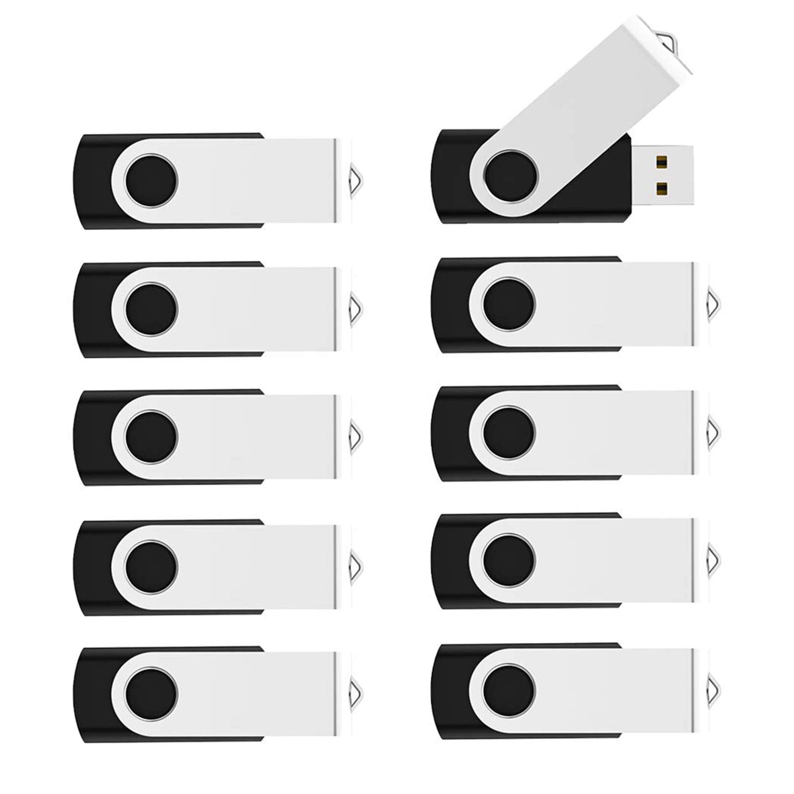 KOOTION KOOTION 50 Pack 32GB USB Flash Drives Bulk Thumb Drive Swivel Memory Stick Keychain Design Black