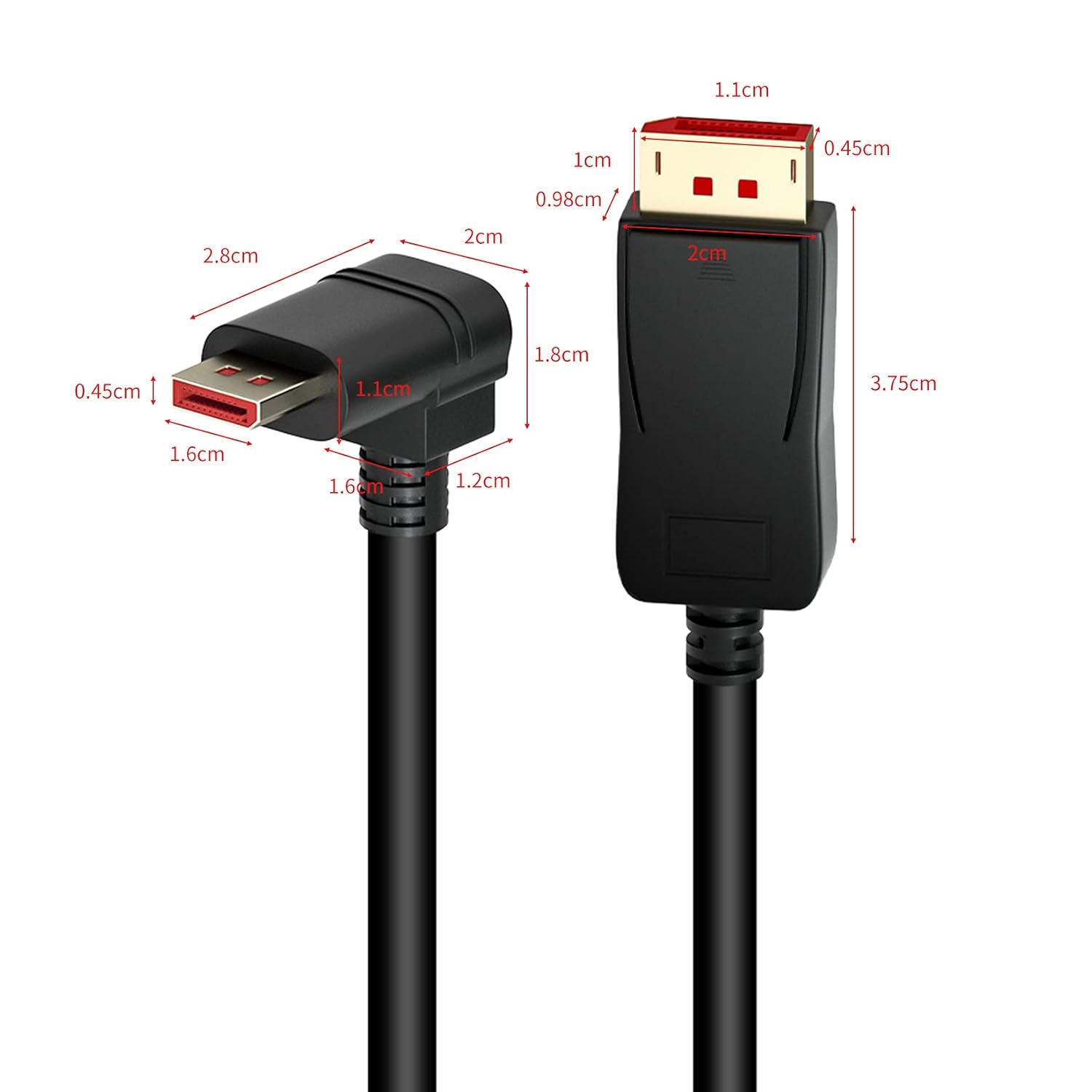 BolAAzuL 90 Degree Displayport 1.4 Adapter Cable BolAAzuL Right Angle 8K 60Hz 4K 144Hz 6ft Male to Male High Speed for SSUPD Meshlicious GPU - View 7 of 8