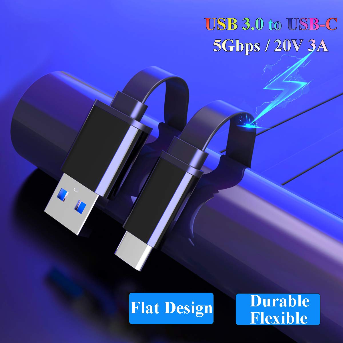 UNIDOPRO UNIDOPRO 2Pcs 3FT Flat USB C Android Auto Cable Fast Charger Compatible with Samsung Galaxy S23 S22 S21 S20 Note 20 10 A54 A53 Z Flip Fold - View 8 of 8