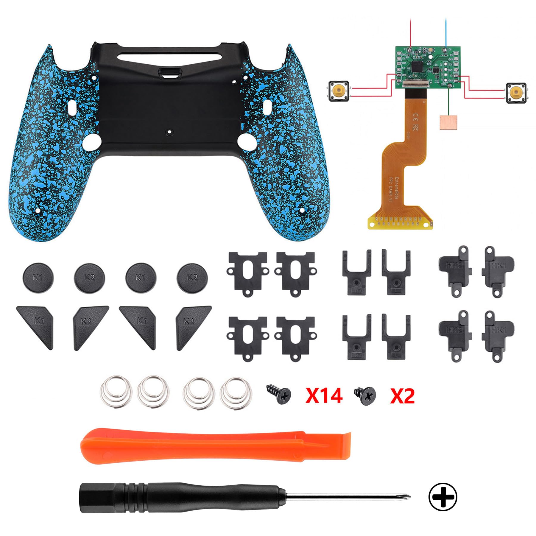 eXtremeRate Textured Blue Dawn 2.0 FlashShot Trigger Stop Remap Kit for PS4 Controller Upgrade Board Back Shell Buttons Trigger Lock - View 3 of 8