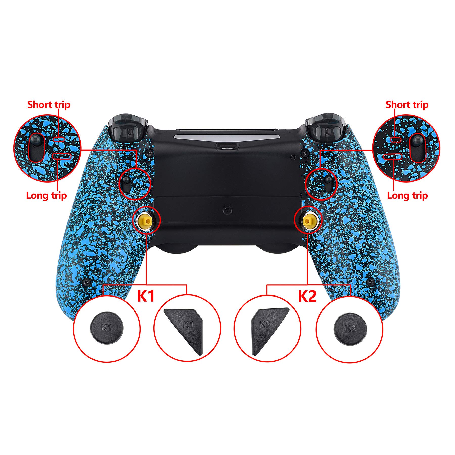 eXtremeRate Textured Blue Dawn 2.0 FlashShot Trigger Stop Remap Kit for PS4 Controller Upgrade Board Back Shell Buttons Trigger Lock - View 6 of 8