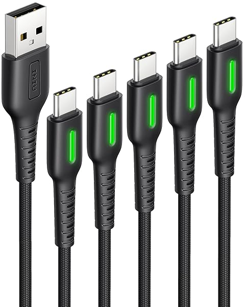INIU INIU USB C Cable 5-Pack Fast Charging Type C Cord Nylon Braided for iPhone 16 15 Samsung Galaxy S21 S20 Google Pixel 7 6 - View 3 of 10