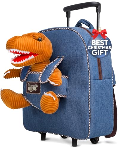 Naturally KIDS Top Toddler Luggage for Boys: Dinosaur Rolling Backpacks & Suitcases for Ages 3-6 - Perfect Gifts!