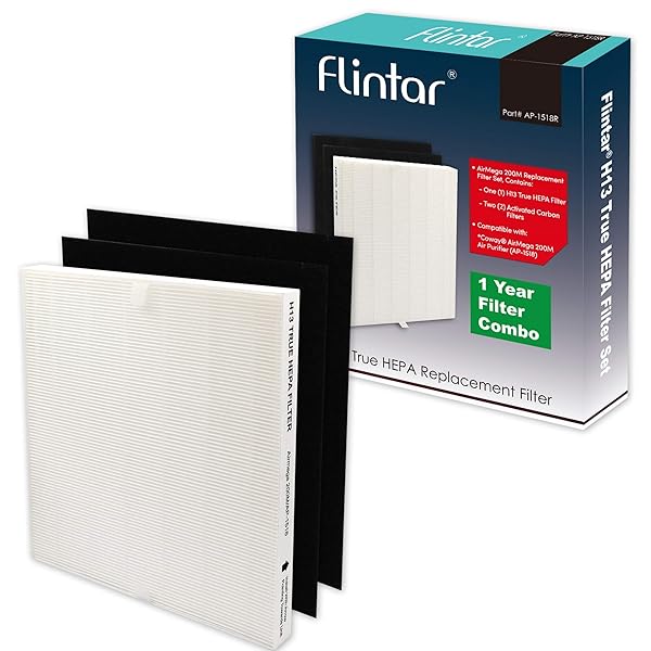 Flintar Flintar H13 True HEPA Filters for Coway AP-1512HH & Airmega 200M - 1-Pack with Activated Carbon