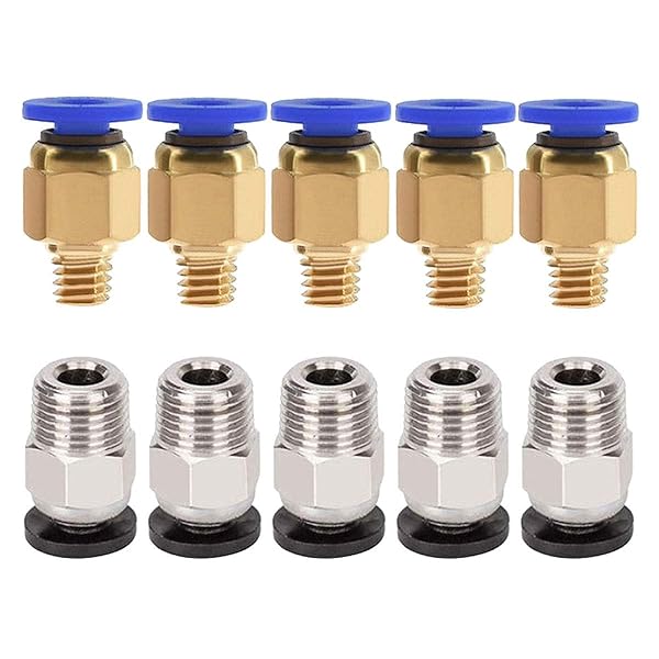 ALAMSCN ALAMSCN 5PCS PC4-M6 & PC4-M10 Pneumatic Fittings for 3D Printer Bowden Extruder - Quick Connect Connectors