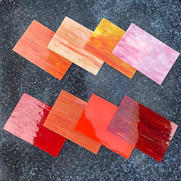 LITMIND LITMIND 8 Sheets Red Stained Glass Variety Pack - 4x6 Inch Mosaic Tiles for Art Crafts & Projects - View 7 of 9