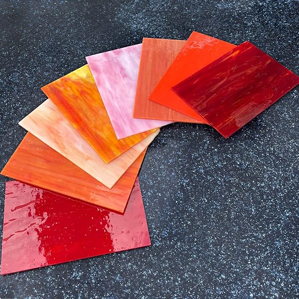 LITMIND LITMIND 8 Sheets Red Stained Glass Variety Pack - 4x6 Inch Mosaic Tiles for Art Crafts & Projects - View 8 of 9
