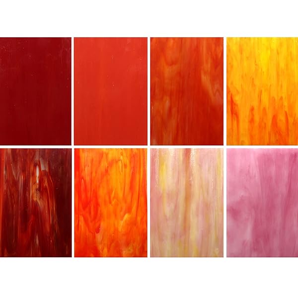 LITMIND LITMIND 8 Sheets Red Stained Glass Variety Pack - 4x6 Inch Mosaic Tiles for Art Crafts & Projects