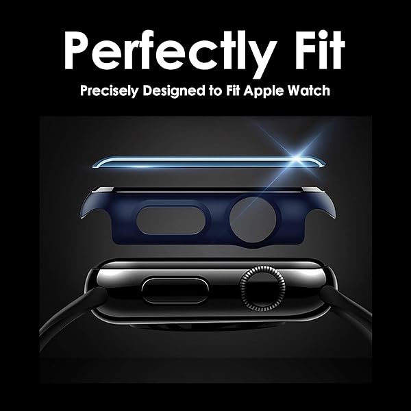 Pokanic Pokanic 2 Pack Tempered Glass Case for Apple Watch 1/2/3/SE - Full Screen Protector, Midnight Blue, 38mm - View 6 of 11